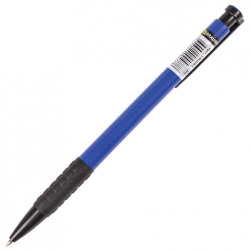 Ручка шариковая автоматическая с грипом BRAUBERG Explorer, СИНЯЯ, корпус синий, узел 0,7 мм, линия письма 0,35 мм, 140581