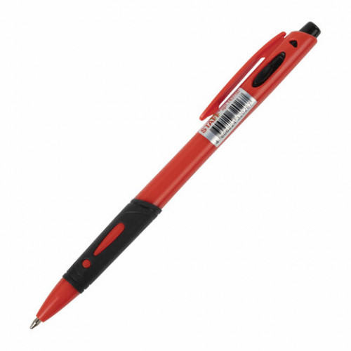 Ручка шариковая автоматическая с грипом STAFF BP-16 Neon, СИНЯЯ, ассорти, линия письма 0,35 мм, 143750