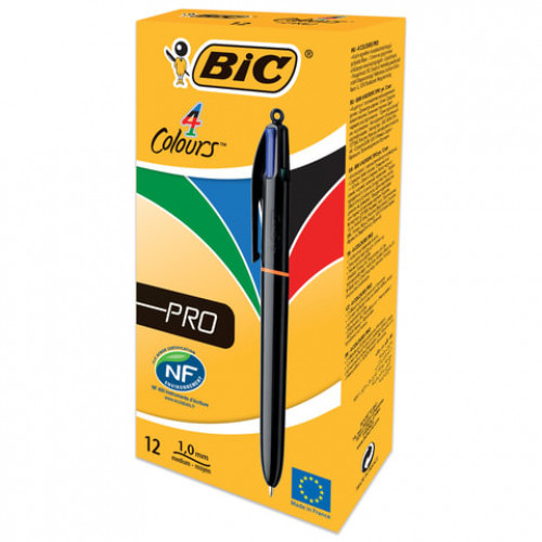 Ручка шариковая автоматическая BIC 4 Colours Pro, 4 цвета (синий, черный, красный, зеленый), узел 1 мм, линия письма 0,32 мм, 902129