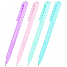Ручка шариковая автоматическая BRAUBERG TRIOS PASTEL COLOR, СИНЯЯ, корпус ассорти, пишущий узел 0,5 мм, линия письма 0,3 мм, 144496