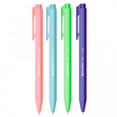 Ручка шариковая автоматическая BRAUBERG TRIOS BRIGHT COLOR, корпус ассорти, СИНЯЯ, пишущий узел 0,5 мм, линия письма 0,3мм, 144497