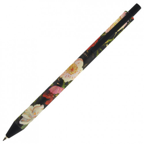 Ручка шариковая автоматическая BRUNO VISCONTI ArtClick, СИНЯЯ, Flora.Black, ассорти, 0,5 мм, 20-0374/01