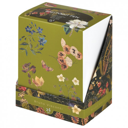 Ручка шариковая автоматическая BRUNO VISCONTI ArtClick, СИНЯЯ, Flora.Black, ассорти, 0,5 мм, 20-0374/01