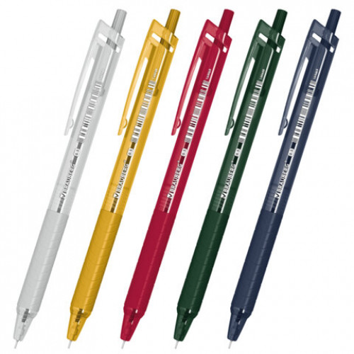 Ручка шариковая автоматическая с грипом BRAUBERG CLASSIC DARK COLOR, СИНЯЯ, ассорти, пишущий узел 0,5 мм, линия письма 0,35 мм, 144469