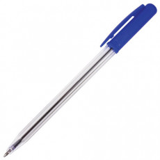 Ручка шариковая автоматическая STAFF Basic, СИНЯЯ, корпус прозрачный, узел 0,8 мм, линия письма 0,4 мм, 141673