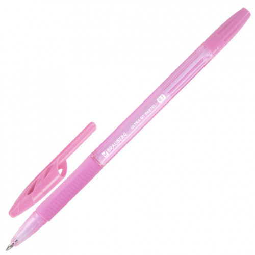 Ручки шариковые с грипом BRAUBERG ULTRA GT PASTEL, НАБОР 4 ШТУКИ, СИНИЕ, узел 0,7 мм, линия 0,35 мм, 144533