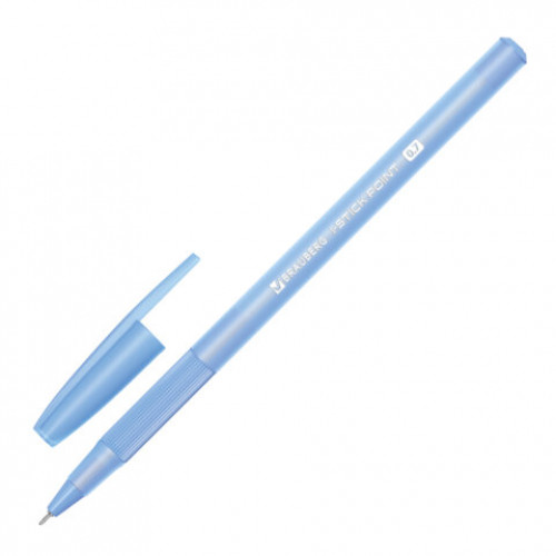 Ручка шариковая с грипом BRAUBERG i-STICK POINT LIGHT BLUE, СИНЯЯ, пишущий узел 0,7 мм, линия письма 0,35 мм, 144383