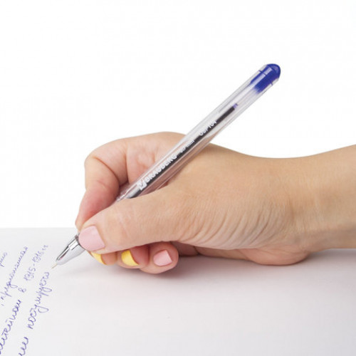 Ручка шариковая масляная BRAUBERG Smooth Write, СИНЯЯ, корпус прозрачный, узел 0,7 мм, линия письма 0,35 мм, 142682