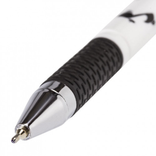Ручка шариковая масляная с грипом BRAUBERG BLACK&WHITE Melody, СИНЯЯ, узел 0,7 мм, линия письма 0,35 мм, 142658