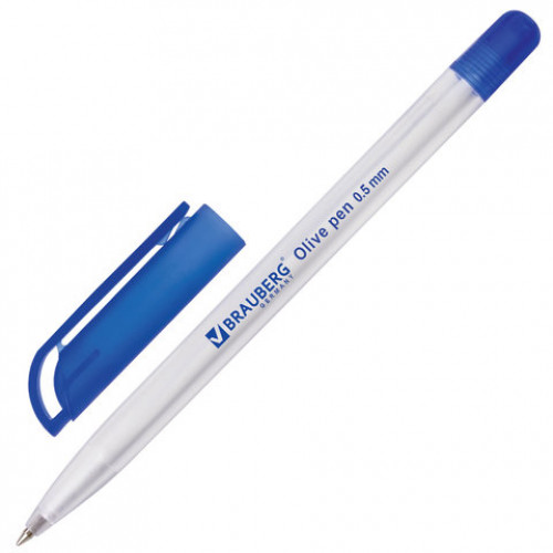Ручки шариковые масляные BRAUBERG НАБОР 3 шт., СИНИЕ, Olive Pen, узел 0,7 мм, линия 0,5 мм, 141478