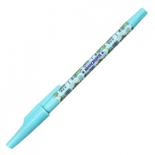 Ручка шариковая ЮНЛАНДИЯ CARS, синяя, SOFT TOUCH покрытие, узел 0,7 мм, линия письма 0,35 мм, 143728