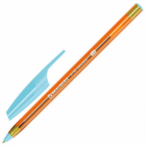 Ручки шариковые BRAUBERG X-30 ORANGE, КОМПЛЕКТ 12 шт., СИНИЕ, пишущий узел 1 мм, линия письма 0,5 мм, 144334