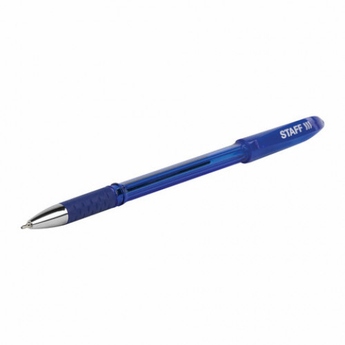 Ручка шариковая масляная с грипом STAFF Manager OBP-10, СИНЯЯ, узел 0,7 мм, линия письма 0,35 мм, 143743
