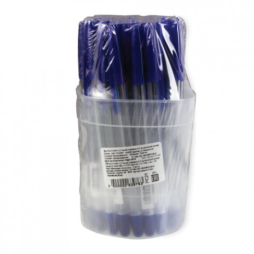 Ручка шариковая масляная СТАММ 111, СИНЯЯ, корпус прозрачный, узел 1 мм, линия письма 0,7 мм, РС21