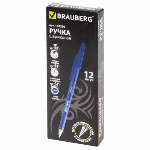 Ручка шариковая BRAUBERG Black Jack, СИНЯЯ, корпус тонированный синий, узел 0,7 мм, линия письма 0,35 мм, 141296