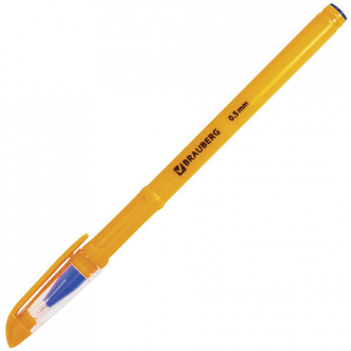 Ручка шариковая масляная BRAUBERG Oil Sharp, СИНЯЯ, корпус оранжевый, узел 0,7 мм, линия письма 0,5 мм, 141532