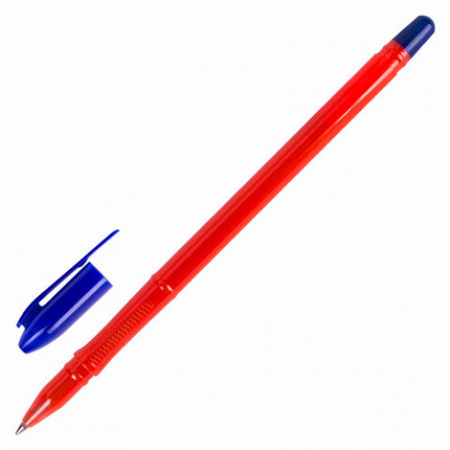 Ручка шариковая масляная STAFF Flame, СИНЯЯ, корпус оранжевый, узел 1 мм, линия письма 0,7 мм, 143203, OBP332