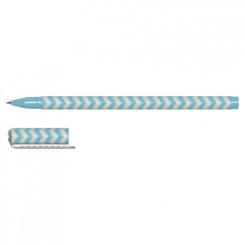 Ручка шариковая BRAUBERG SOFT TOUCH STICK GEOMETRIC, СИНЯЯ, мягкое покрытие, корпус ассорти, узел 0,7 мм, 143701