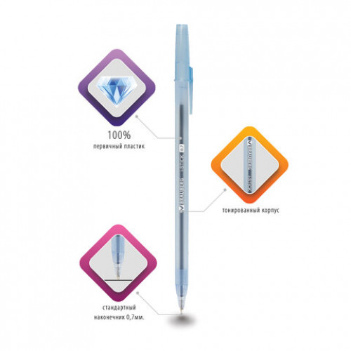 Ручка шариковая BRAUBERG i-STICK СИНЯЯ, пишущий узел 0,7 мм, линия письма 0,35 мм, 143442