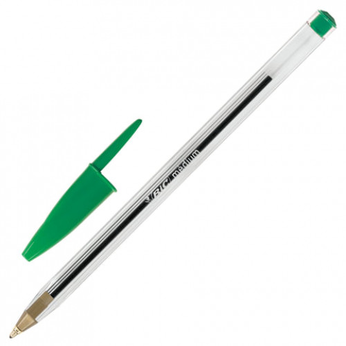Ручка шариковая BIC Cristal, ЗЕЛЕНАЯ, корпус прозрачный, узел 1 мм, линия письма 0,32 мм, 875976