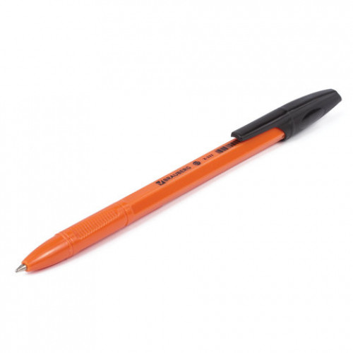 Ручка шариковая BRAUBERG X-333 Orange, ЧЕРНАЯ, корпус оранжевый, узел 0,7 мм, линия письма 0,35 мм, 142410