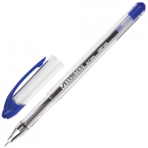 Ручка шариковая масляная BRAUBERG Smooth Write, СИНЯЯ, корпус прозрачный, узел 0,7 мм, линия письма 0,35 мм, 142682