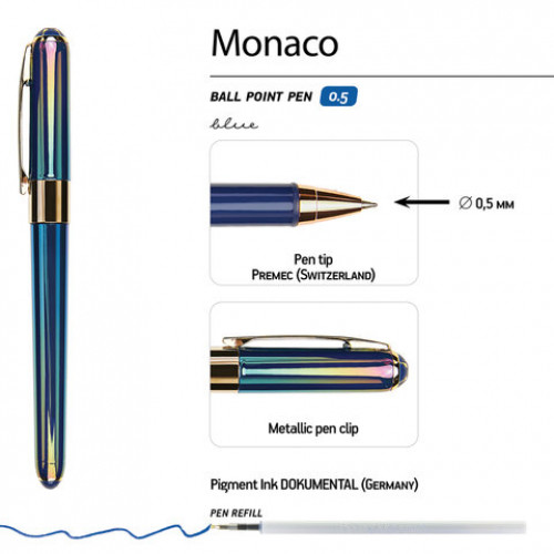 Ручка шариковая BRUNO VISCONTI MONACO PEARL, СИНЯЯ, темно-синий корпус, линия 0,4 мм, 20-0125/84