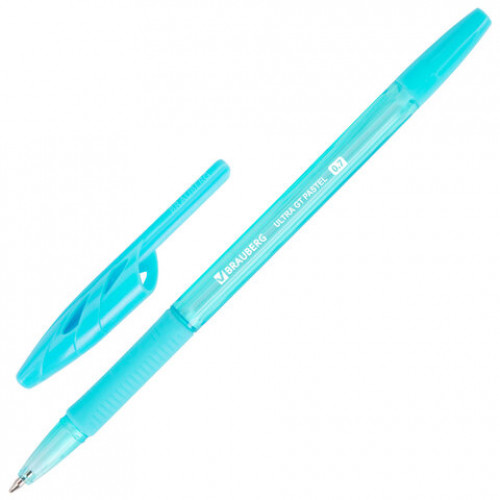 Ручки шариковые с грипом BRAUBERG ULTRA GT PASTEL, НАБОР 4 ШТУКИ, СИНИЕ, узел 0,7 мм, линия 0,35 мм, 144533
