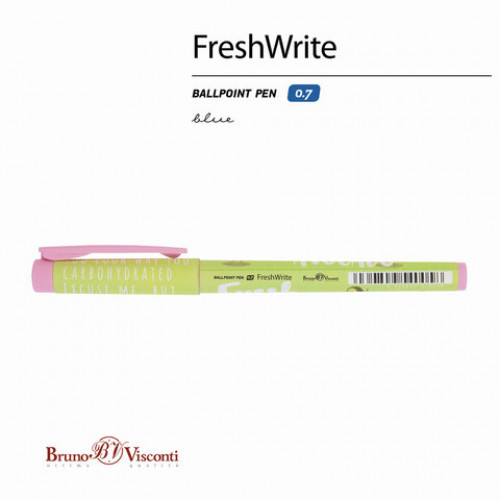 Ручка шариковая BRUNO VISCONTI FreshWrite, СИНЯЯ, Авокадо.Пончик, линия письма 0,5 мм, 20-0214/62