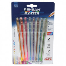 Ручки шариковые масляные PENSAN My-Tech Colored, НАБОР 8 шт., яркие цвета АССОРТИ, линия письма 0,35 мм, 2240/B8