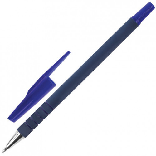 Ручка шариковая STAFF EVERYDAY, СИНЯЯ, корпус прорезиненный синий, узел 0,7 мм, линия письма 0,35 мм, 142397
