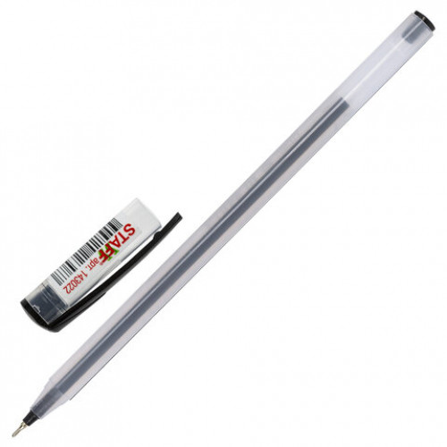 Ручка шариковая масляная STAFF OBP-31, ЧЕРНАЯ, корпус матовый, игольчатый узел 0,6 мм, линия письма 0,3 мм, 143022