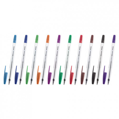 Ручки шариковые BRAUBERG M-500, НАБОР 10 цветов, АССОРТИ, узел 0,7 мм, линия письма 0,35 мм, 143455