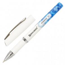 Ручка шариковая масляная с грипом BRAUBERG Roll-X, СИНЯЯ, корпус белый с печатью, узел 0,7 мм, линия письма 0,35 мм, 143008