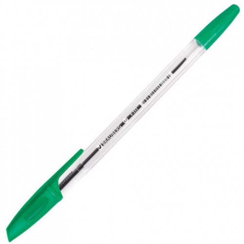 Ручка шариковая BRAUBERG X-333, ЗЕЛЕНАЯ, корпус прозрачный, узел 0,7 мм, линия письма 0,35 мм, 142408