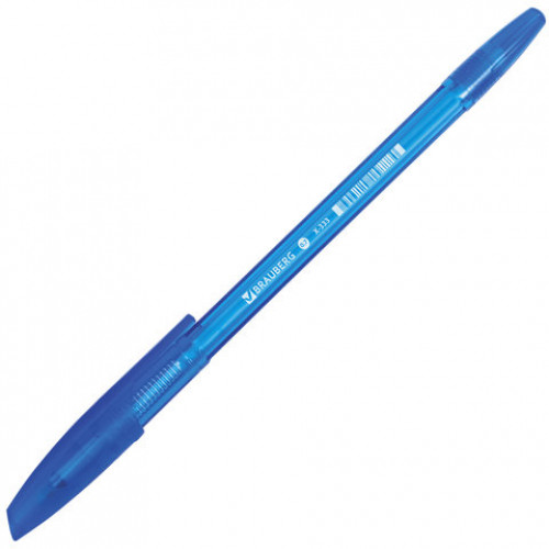 Ручка шариковая BRAUBERG X-333, СИНЯЯ, корпус тонированный, узел 0,7 мм, линия письма 0,35 мм, 142828