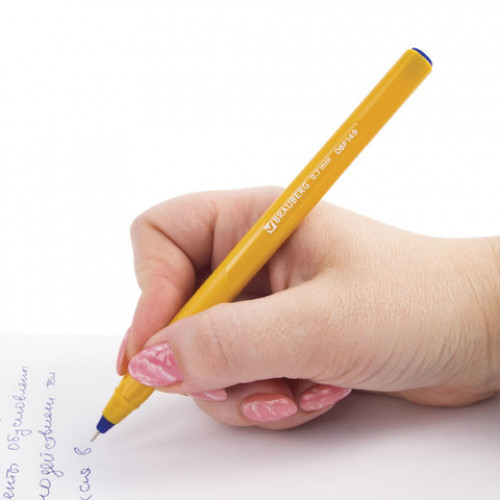 Ручка шариковая масляная BRAUBERG Extra Glide Orange, СИНЯЯ, трехгранная, узел 0,7 мм, линия письма 0,35 мм, 142925