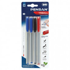 Ручки шариковые масляные PENSAN Triball Colored, НАБОР 4 шт., АССОРТИ, 1 мм, линия письма 0,5 мм, 1003/B4