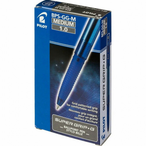 Ручка шариковая с грипом PILOT Super Grip G, СИНЯЯ, узел 1мм, линия 0,27мм, BPS-GG-M L