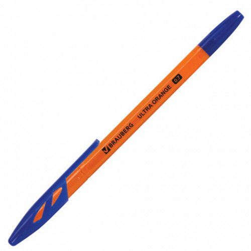 Ручки шариковые BRAUBERG ULTRA ORANGE, СИНИЕ, НАБОР 10 штук, корпус оранжевый, узел 0,7 мм, 143571