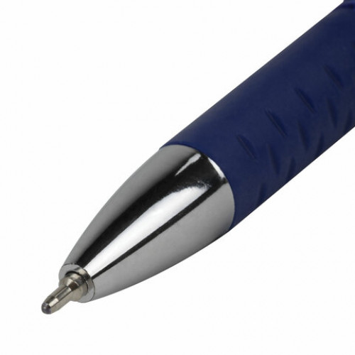 Ручка шариковая масляная с грипом STAFF Manager OBP-10, СИНЯЯ, узел 0,7 мм, линия письма 0,35 мм, 143743