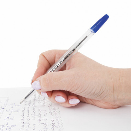 Ручка шариковая ОФИСБУРГ Line, корпус прозрачный, узел 1 мм, линия письма 0,5 мм, синяя, 143206