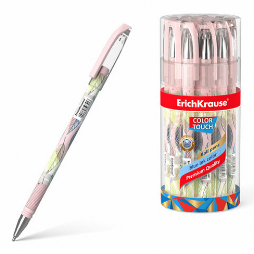 Ручка шариковая ERICH KRAUSE ColorTouch Flora, СИНЯЯ, узел 0,7 мм, линия письма 0,35 мм, 50741