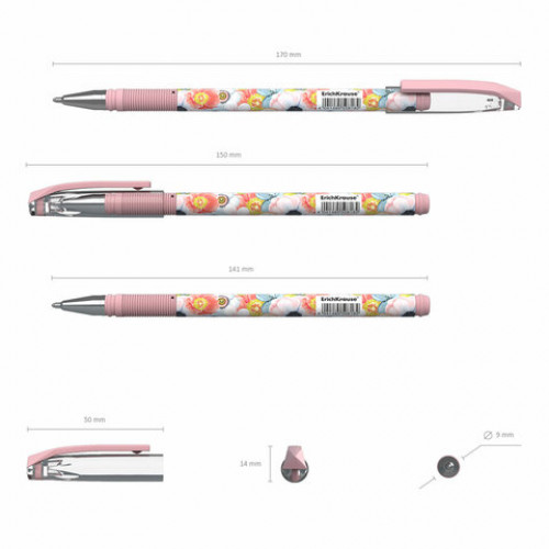 Ручка шариковая ERICH KRAUSE ColorTouch Flower cocktail, СИНЯЯ, узел 0,7 мм, линия письма 0,35 мм, 50818