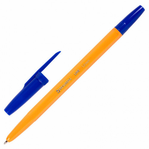 Ручка шариковая BRAUBERG ORANGE Line, СИНЯЯ, корпус оранжевый, узел 1 мм, линия письма 0,5 мм, 143331