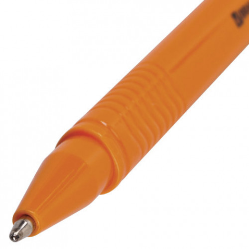 Ручка шариковая BRAUBERG Solar, СИНЯЯ, трехгранная, корпус оранжевый, узел 1 мм, линия письма 0,5 мм, 142402