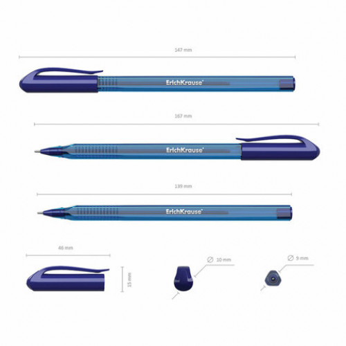 Ручка шариковая масляная ERICH KRAUSE Ultra Glide U-18, СИНЯЯ, узел 1 мм, линия письма 0,5 мм, 32534
