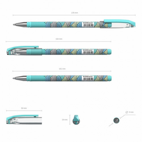 Ручка шариковая ERICH KRAUSE ColorTouch Emerald wave, СИНЯЯ, узел 0,7 мм, линия письма 0,35 мм, 50819