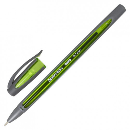 Ручка шариковая масляная BRAUBERG BOMB GT Metallic, СИНЯЯ, прорезиненный корпус ассорти, узел 0,7 мм, линия письма 0,35 мм, 143348