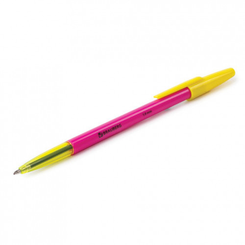 Ручка шариковая BRAUBERG Color, СИНЯЯ, корпус ассорти, узел 1 мм, линия письма 0,5 мм, 141507